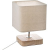 photo-Lampe - A poser - Chevet - Abat jour tissu lin - Socle bois - Chambre - Atmosphera