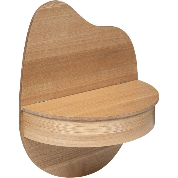 photo-Etagère - Table de chevet - A fixer - 39x49cm - Tiroir intégré - Bois foncé - Atmosphera