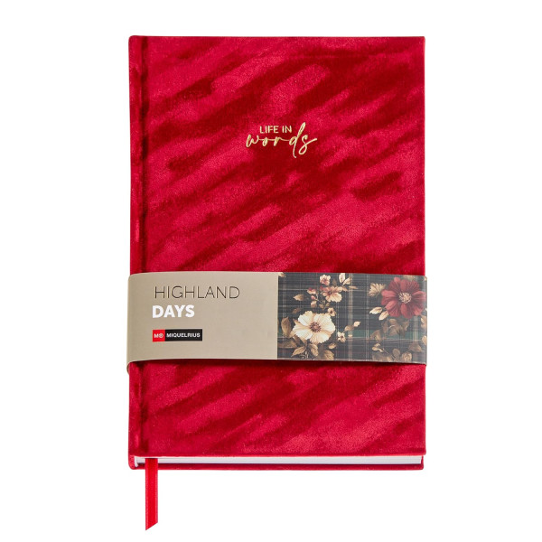 photo-Carnet - A5 - Couverture tissu effet velours - Rouge - 80 feuilles blanches - Miquelrius