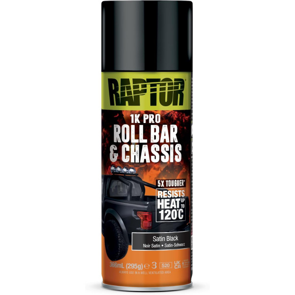 photo-Bombe de peinture - Noir - Satiné - Pour châssis et roll bar - Résistante - Auto - Raptor