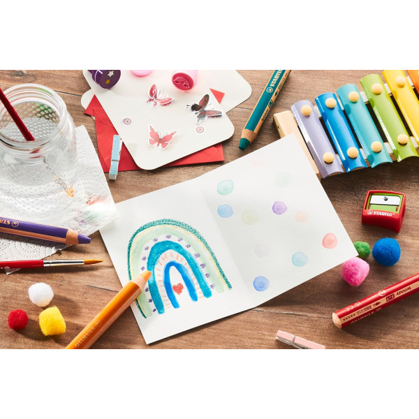 Stabilo woody 3 in 1 - Vert pastel - Crayon de couleur - Pointe large - Tous supports