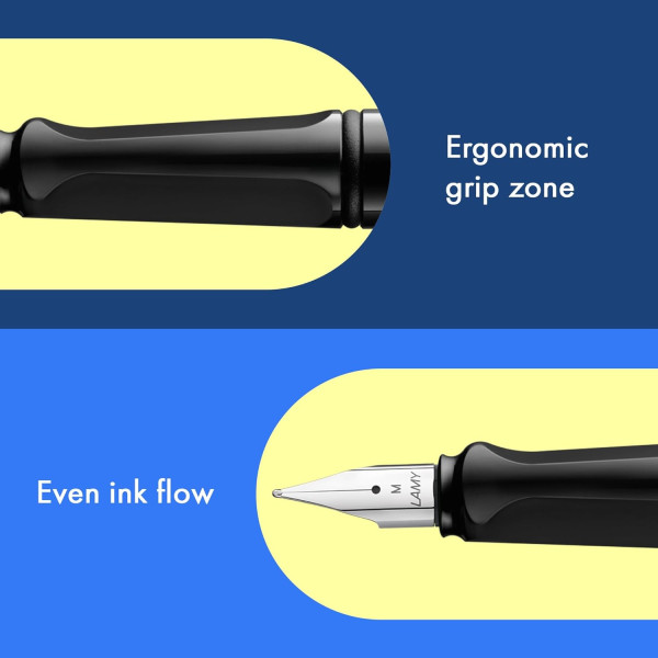 Stylo plume - Mine large B - Droitier - LAMY - Safari - Noir - Rechargeable