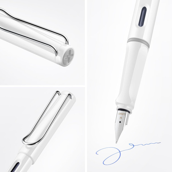 Stylo plume - Mine moyenne - Gaucher - LAMY - Safari - Blanc - Rechargeable
