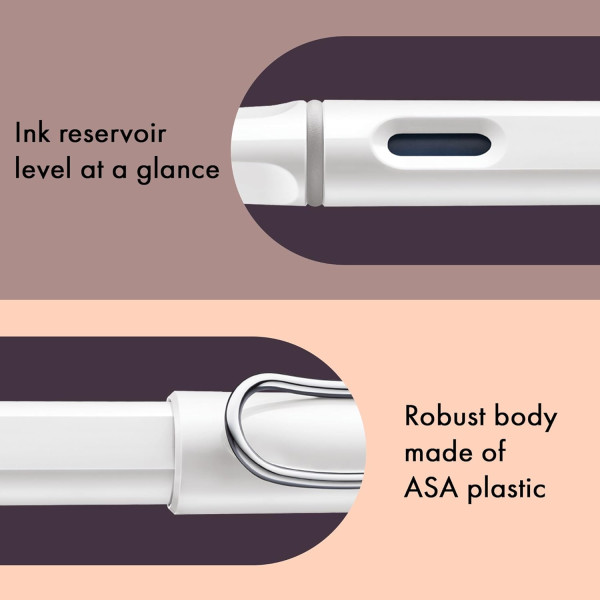 Stylo plume - Mine moyenne - Gaucher - LAMY - Safari - Blanc - Rechargeable
