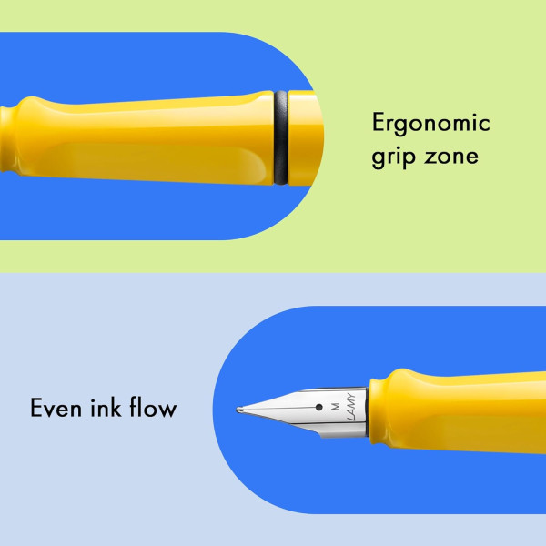 Stylo plume - Mine moyenne M - Droitier - LAMY - Safari - Jaune - Rechargeable
