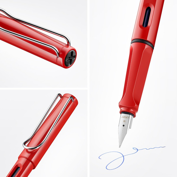 Stylo plume - Mine fine F - Droitier - LAMY - Safari - Rouge - Rechargeable