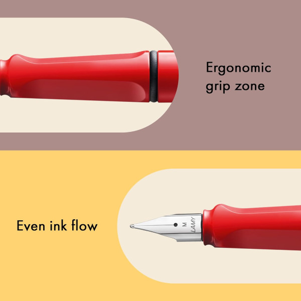 Stylo plume - Mine fine F - Droitier - LAMY - Safari - Rouge - Rechargeable