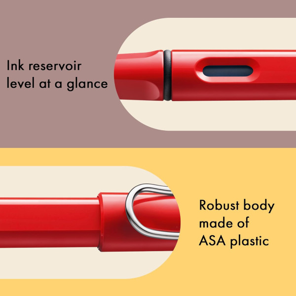 Stylo plume - Mine fine F - Droitier - LAMY - Safari - Rouge - Rechargeable