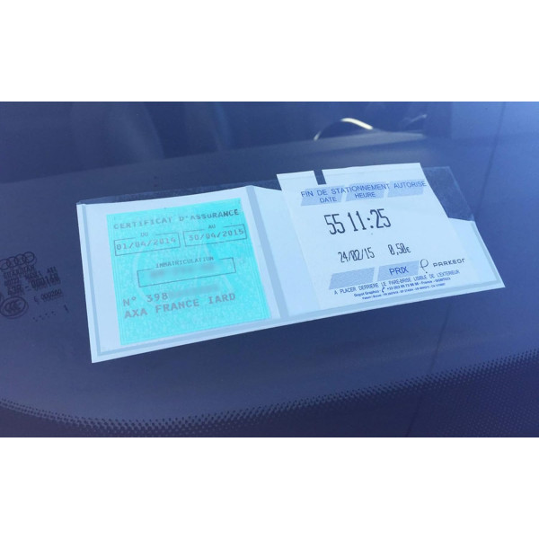 Porte vignette - Pour vignette assurance ou ticket de stationnement - A fixer au pare-brise
