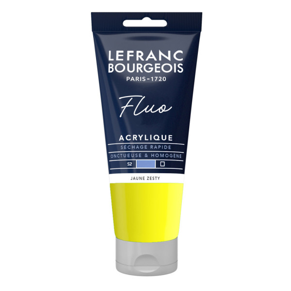 photo-Peinture acrylique - Jaune fluo - 922 - Fine - Lefranc Bourgeois - Tube 80ml