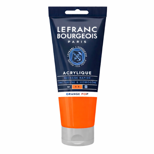 photo-Peinture acrylique - Orange fluo - 921 - Fine - Lefranc Bourgeois - Tube 80ml