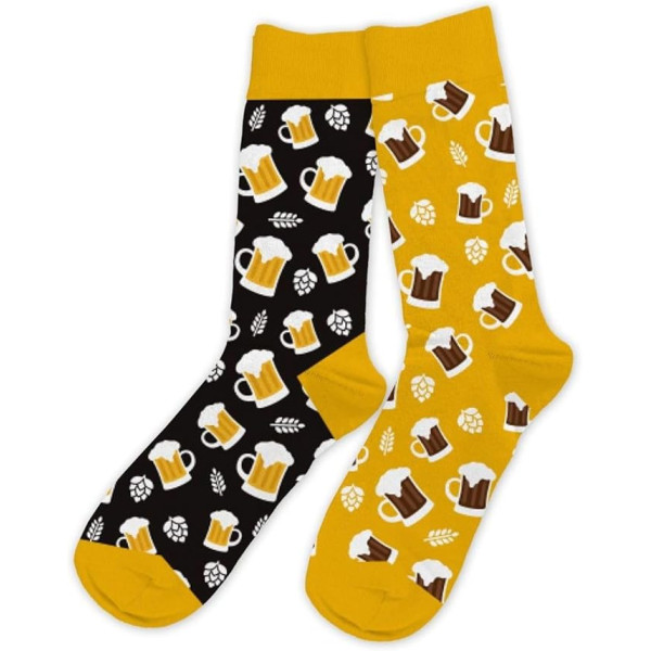 photo-Chaussettes - Bière blonde/brune - Humour - Dépareillées - Idée cadeau originale