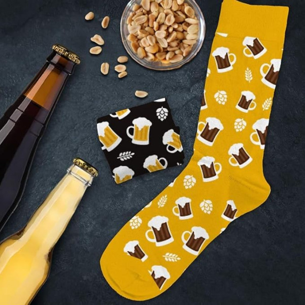 Chaussettes - Bière blonde/brune - Humour - Dépareillées - Idée cadeau originale