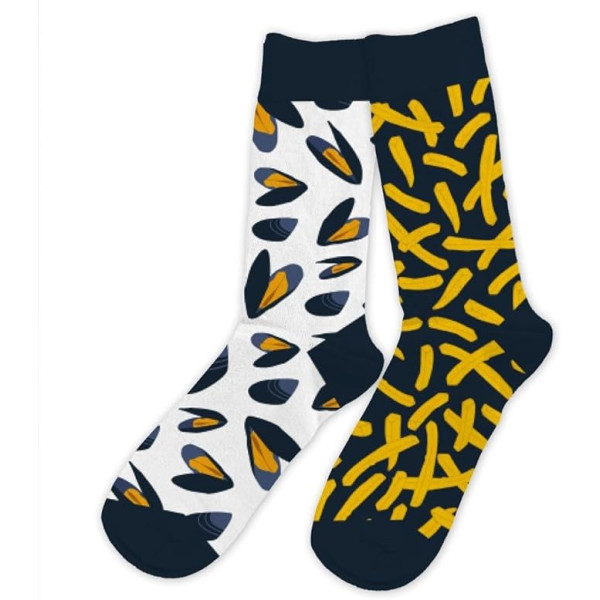 photo-Chaussettes - Moules/Frites - Humour - Dépareillées - Idée cadeau originale