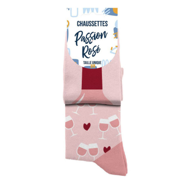 Chaussettes - Passion rosé - Humour - Dépareillées - Idée cadeau originale