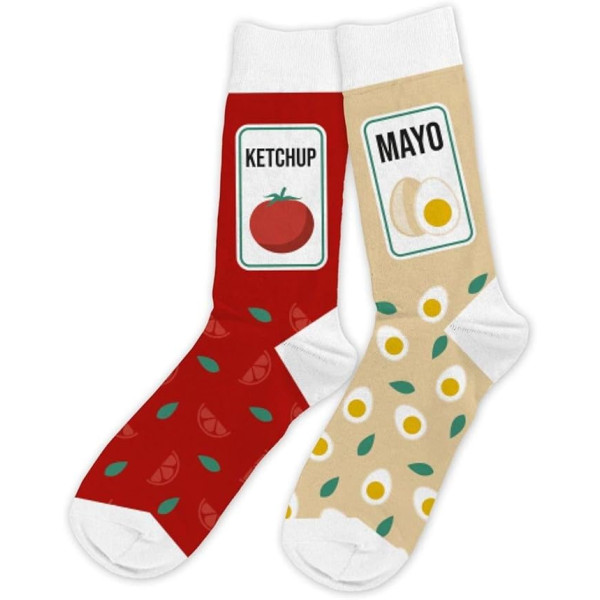photo-Chaussettes - Ketchup/Mayo - Humour - Dépareillées - Idée cadeau originale