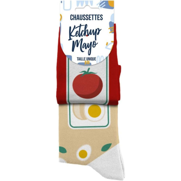 Chaussettes - Ketchup/Mayo - Humour - Dépareillées - Idée cadeau originale