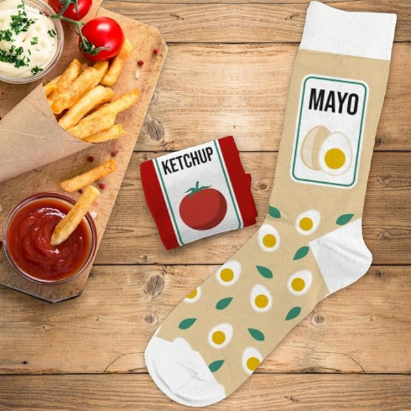 Chaussettes - Ketchup/Mayo - Humour - Dépareillées - Idée cadeau originale