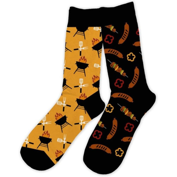 photo-Chaussettes - Barbecue/Saucisses - Humour - Dépareillées - Idée cadeau originale