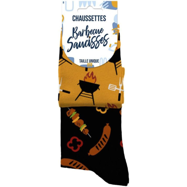 Chaussettes - Barbecue/Saucisses - Humour - Dépareillées - Idée cadeau originale