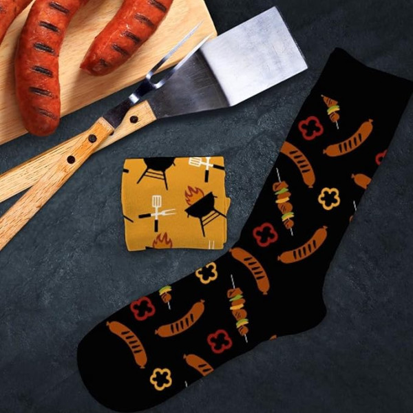 Chaussettes - Barbecue/Saucisses - Humour - Dépareillées - Idée cadeau originale