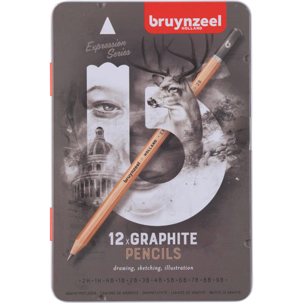 photo-Crayons graphite - 12 modèles de 2H à 9B - Dessin, esquisse, croquis - Bruynzeel