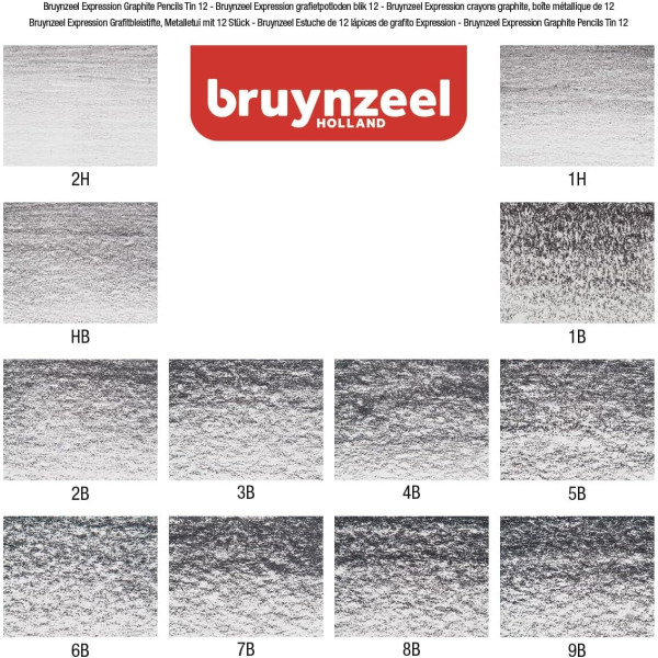 Crayons graphite - 12 modèles de 2H à 9B - Dessin, esquisse, croquis - Bruynzeel
