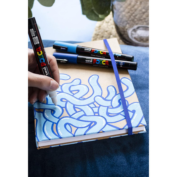 Feutres - POSCA - PC3M - PC5M - Brush - 13 couleurs - Assorties - Pot métal