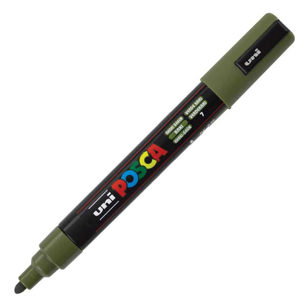 photo-Marqueur Posca PC-5M vert kaki | pointe moyenne conique
