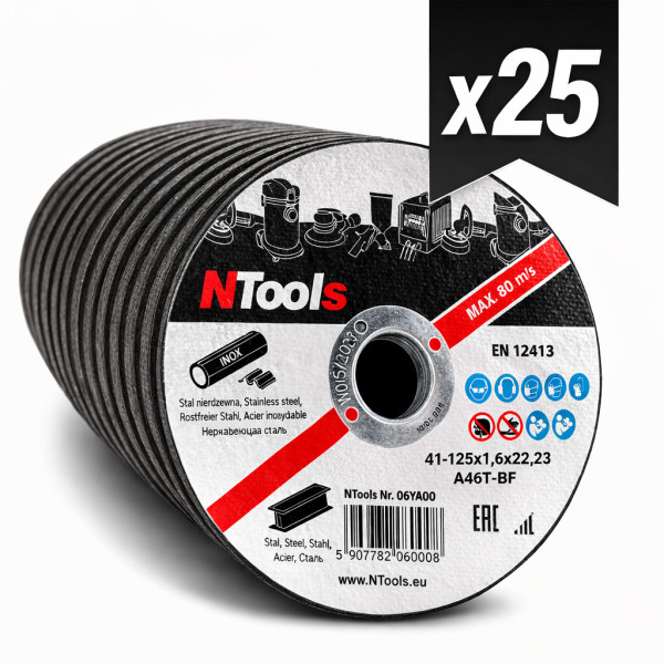 photo-25 disques pour découper l'acier et métal - 125x1,6x22,23 - Adapte sur meuleuse - APP