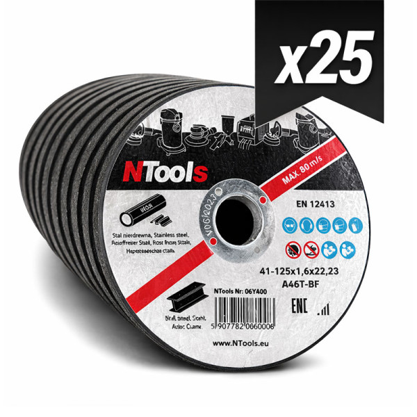 photo-25 disques pour découper l'acier et métal - 115x1,0x22,23 - Adapte sur meuleuse - APP