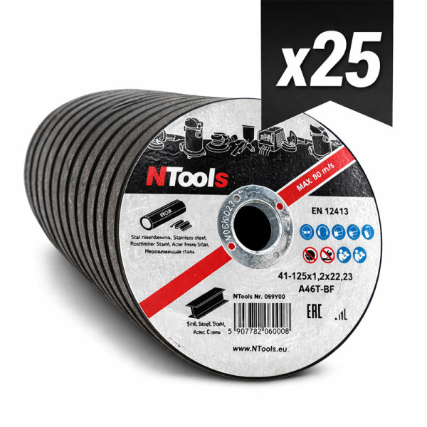 photo-25 disques pour découper l'acier et métal - 125x1,2x22,23 - Adapte sur meuleuse - APP