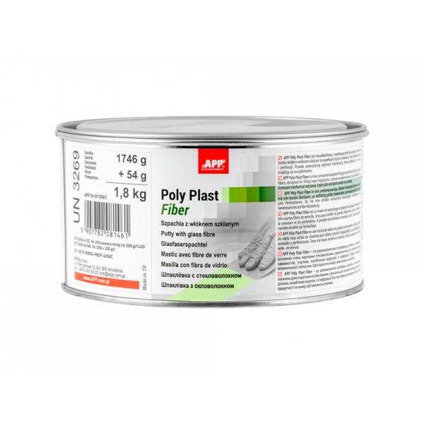 photo-Mastic - Polyester - Renforcé - Pour carrosserie - Pot 1,8kg - APP Poly Plast Fiber