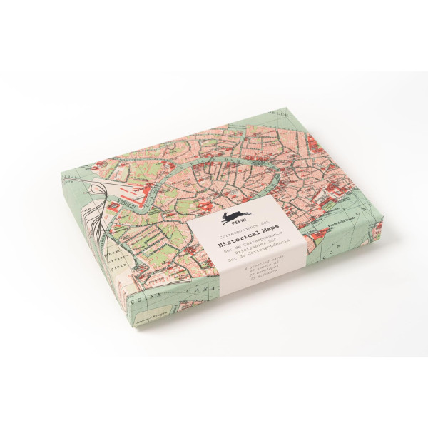 photo-Coffret de correspondance - Papier à lettres + enveloppes + autocollants - Cartes anciennes