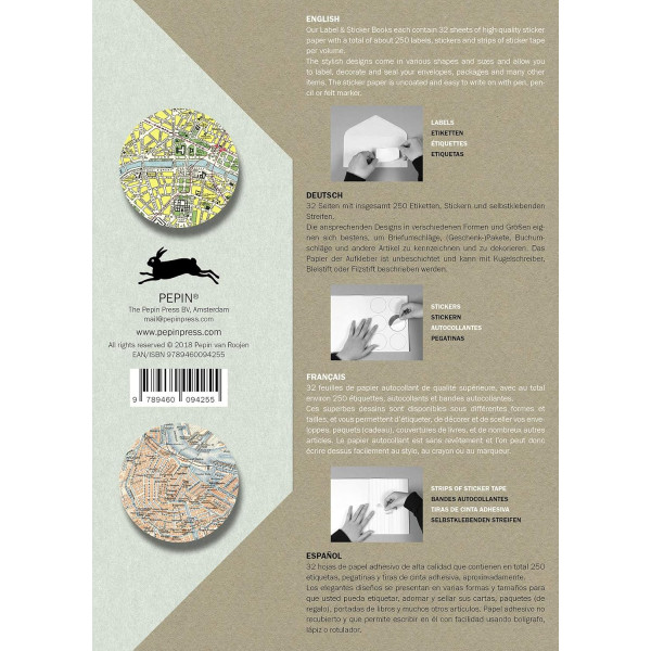 Livret d'étiquettes et stickers - Cartes anciennes - Scrapbooking - 32 feuilles - 250 étiquettes