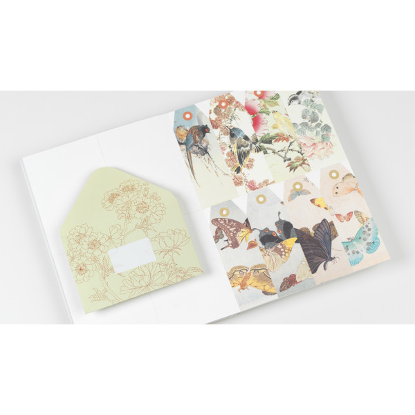 Cahier scrapbooking - Illustrations japonaises - Cartes, enveloppes, autocollants - Pepin