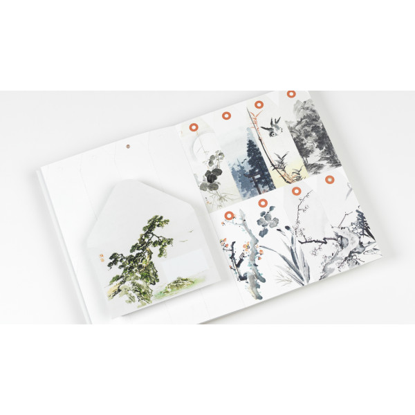 Cahier scrapbooking - Illustrations japonaises - Cartes, enveloppes, autocollants - Pepin