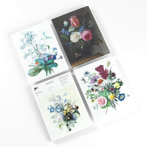 Bloc-notes - A5 - 64 feuilles papier ivoire - 120g - Avec illustrations de bouquets de fleurs