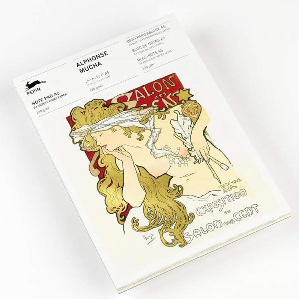 photo-Bloc-notes - A5 - 64 feuilles papier ivoire - 120g - Avec illustrations d'Alphonse Mucha
