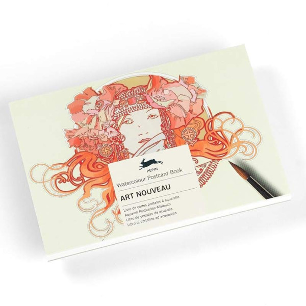 photo-Livre de cartes postales à peindre - Aquarelle - 15x10,5cm - 16 modèles Art Nouveau