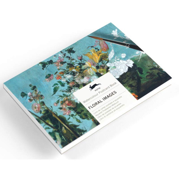 photo-Livre de cartes postales à peindre - Aquarelle - 15x10,5cm - 16 modèles floraux