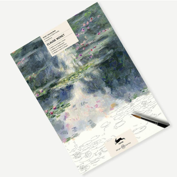 photo-Livre de coloriage - Beaux-arts - Adulte - Aquarelle et crayons - Œuvres de Claude Monet - 12 modèles