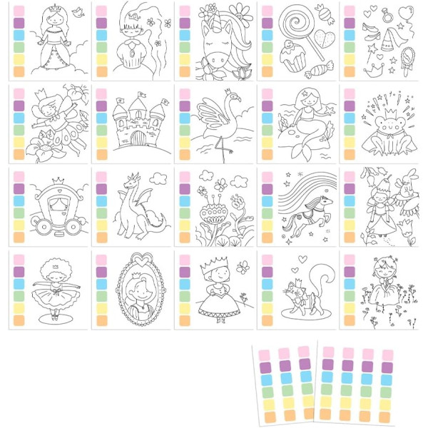 Coloriage - Peinture aquarelle - Princesses et sirènes - Pinceau inclus + 20 illustrations - Dès 5 ans