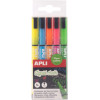 photo-Marqueurs - Craie liquide - 5 couleurs fluo - Pointe ronde - Pour tableau noir, déco, verre - Apli