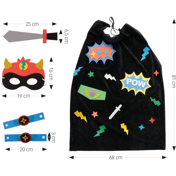 Kit pour créer un déguisement de Super héros - Cape, masque, épée - Dès 3 ans - Apli Kids
