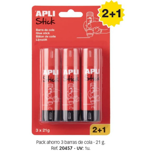 photo-Tube de colle - Blanche - 21g - Lot de 3 - Idéal scolaire, loisirs créatifs - Apli
