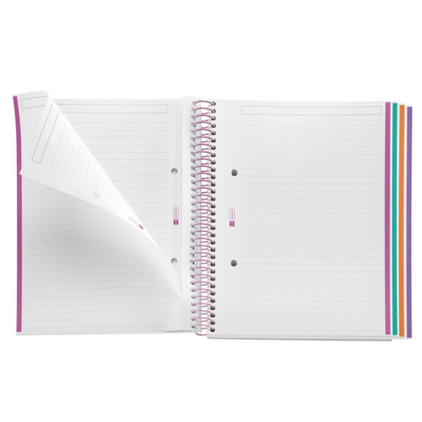 Cahier - A5 - Spirales - Lignées - Perforées - 120 feuilles - Couverture rigide - Miquelrius