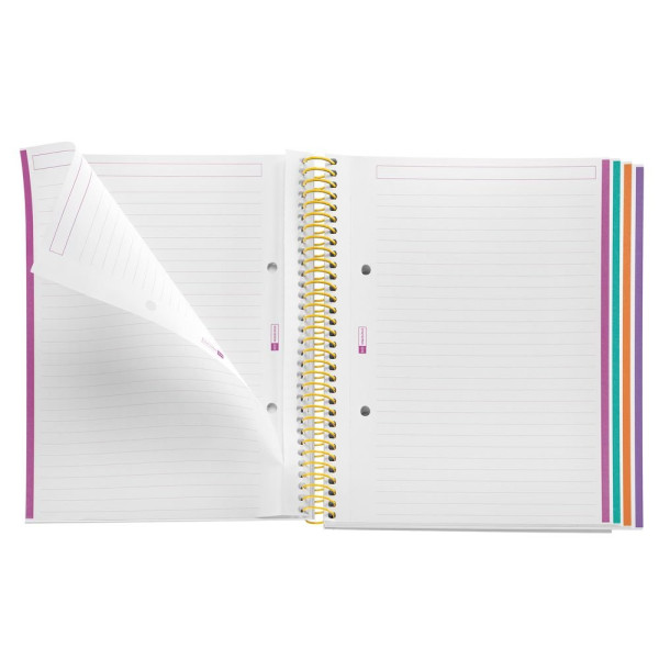 Cahier - A5 - Spirales - Lignées - Perforées - 120 feuilles - Couverture rigide - Miquelrius