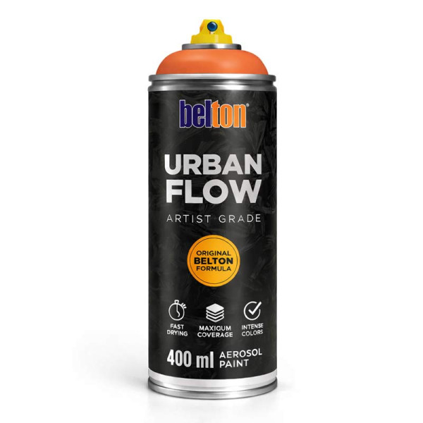 photo-Bombe de peinture - Orange sang - Belton - Urban Flow - 400ml - Haute couvrance