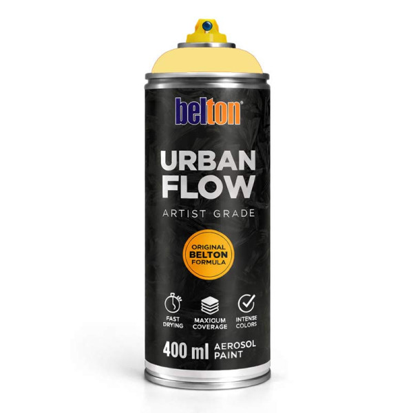 photo-Bombe de peinture - Jaune vanille - Belton - Urban Flow - 400ml - Haute couvrance